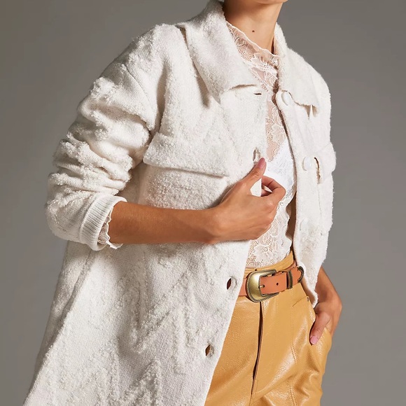 anthropology Flat White Sweater Coat - Picture 1 of 5